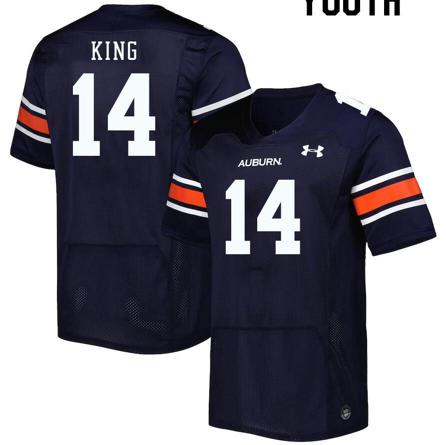 Youth #14 Landen King Auburn Tigers College Football Jerseys Stitched-Navy